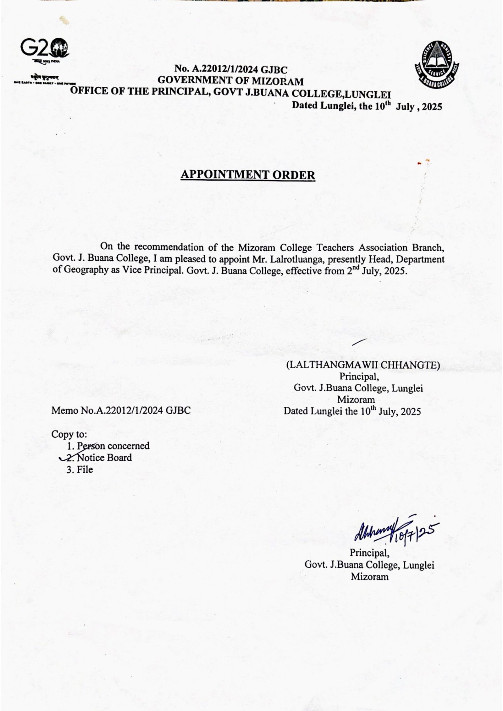 Appointment – Vice Principal